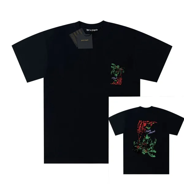 Palm Angels Palm Tree Print Black T-Shirt - 1