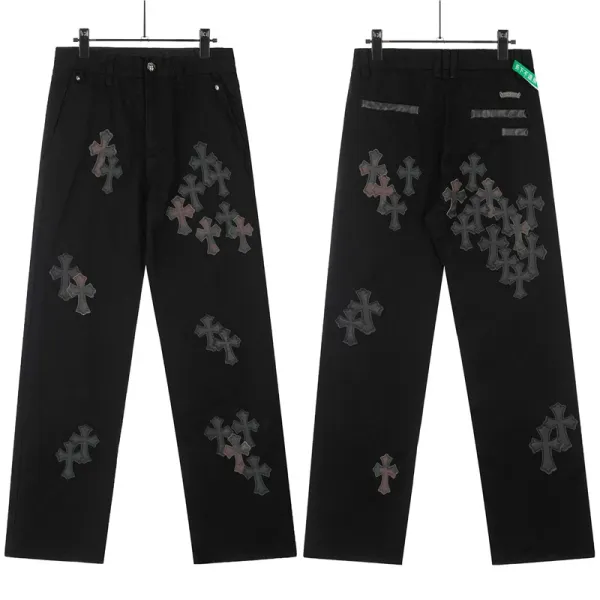 Chrome Hearts Cross-Embroidered Black Straight-Leg Pants - 1