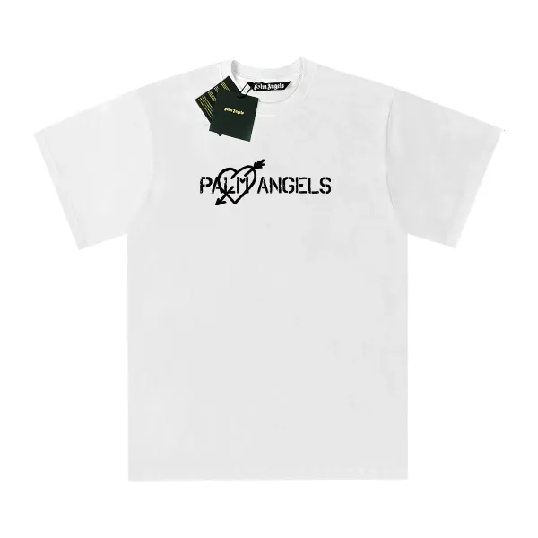 Palm Angels Heart Arrow Logo White T-Shirt - 1