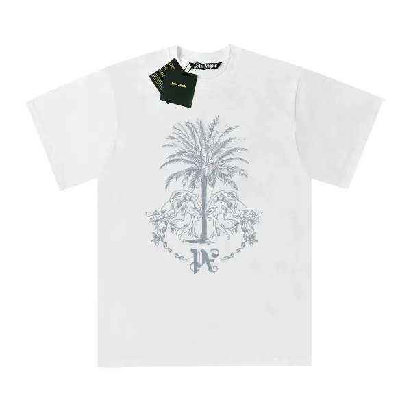 Palm Angels Palm Tree Angel Print White T-Shirt - 1