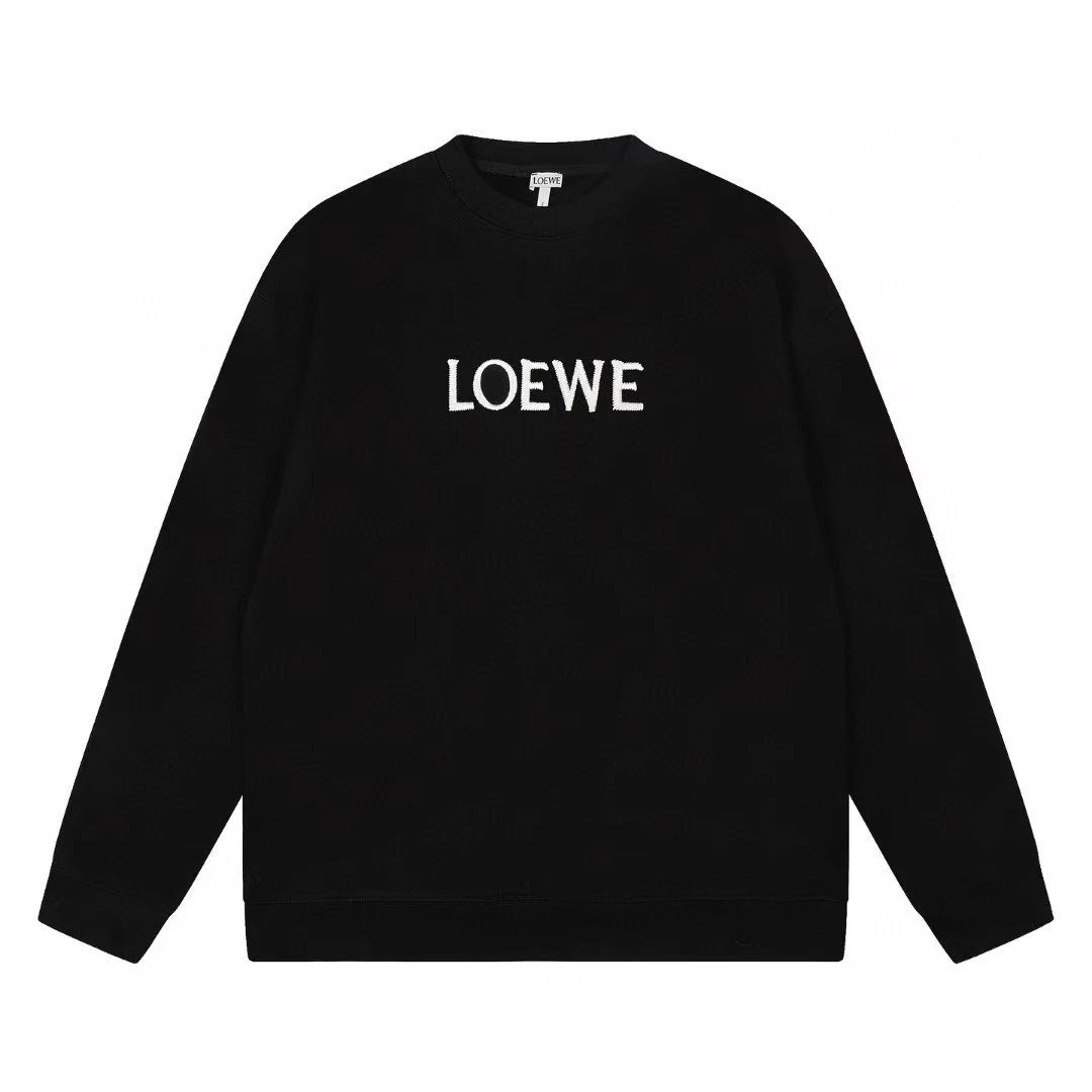 Loewe Logo Embroidered Black Sweatshirt - 1