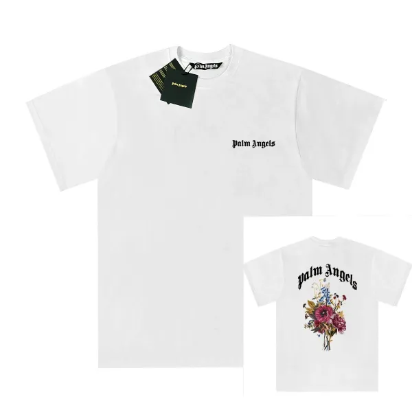 Palm Angels Floral Print T-Shirt White - 1