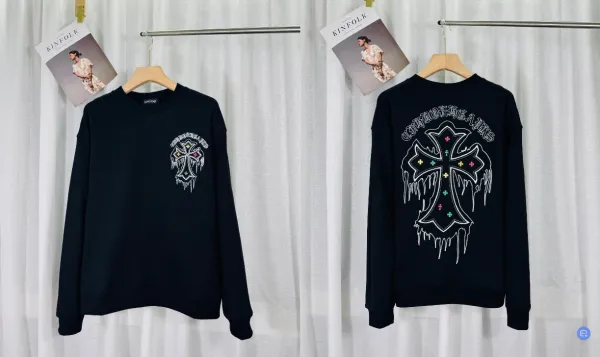 Off-White Cross Embroidery Black Hoodie - 1