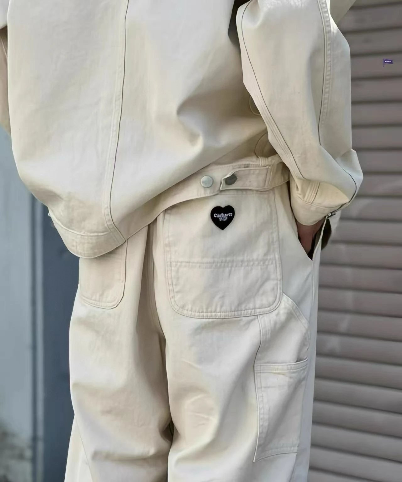 Carhartt WIP x Carhartt Heart Patch Beige Work Pants - 4