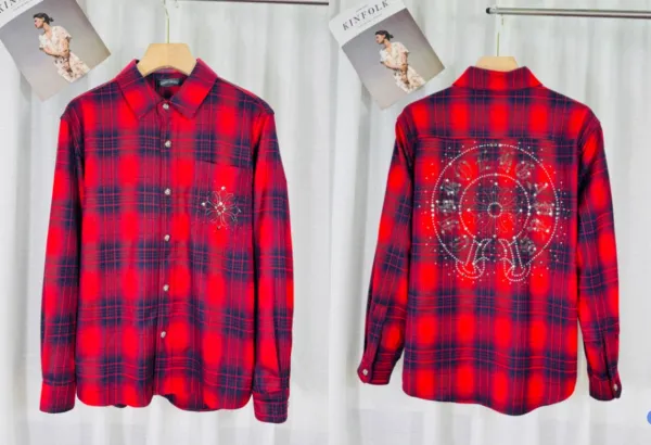 Kinfolk x Embellished Plaid Shirt Red and Navy Shirt - 1