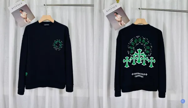 Chrome Hearts Cross Embroidered Navy Hoodie - 1