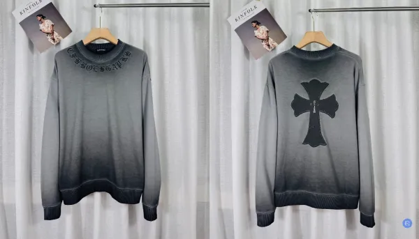 Chrome Hearts Cross Embroidered Gradient Sweatshirt Gray - 1