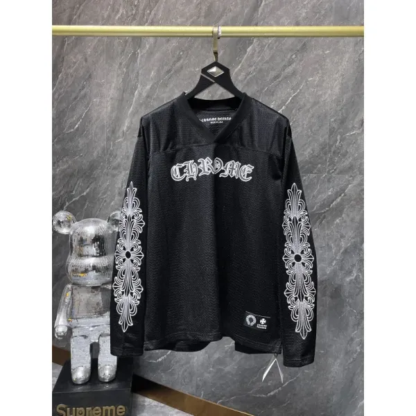 Chrome Hearts Mesh Jersey Black with Baroque Sleeve Embroidery - 1