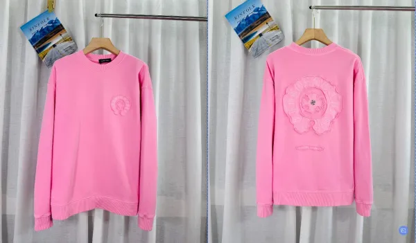 Balenciaga Flower Embroidered Pink Hoodie - 1