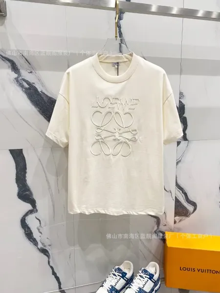 Loewe Anagram Embroidered Cream T-Shirt - 1