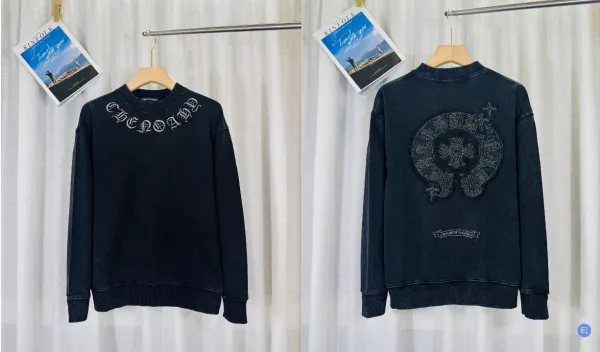 Chrome Hearts Embroidered Circle Logo Dark Wash Sweatshirt - 1