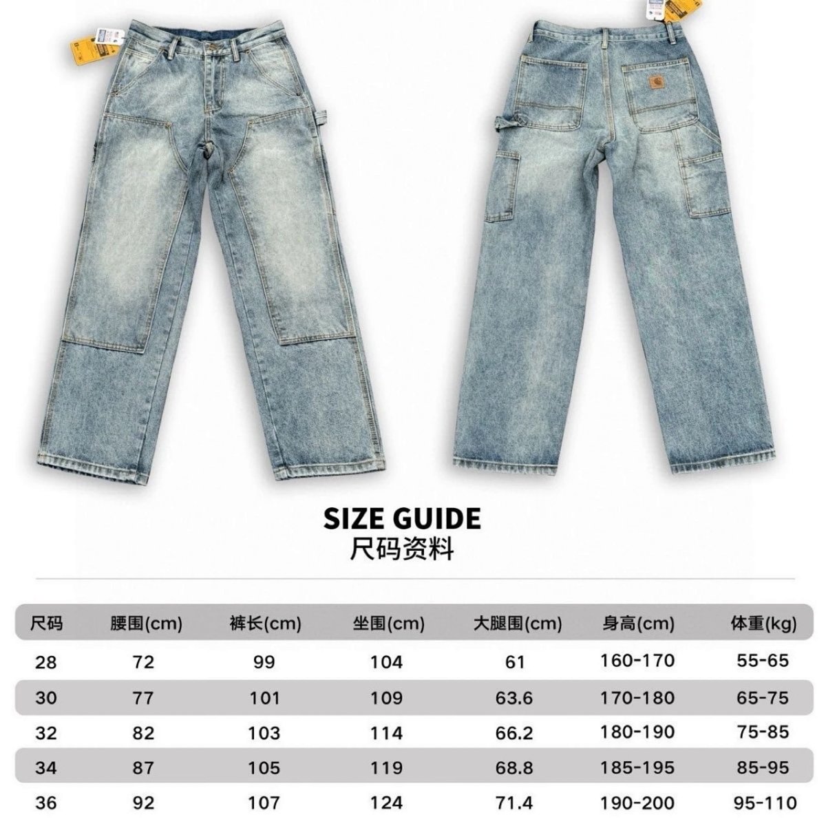Carhartt Work In Progress Carpenter Jeans Distressed Blue Jeans product detail 2 in Litbuy spreadsheet finds