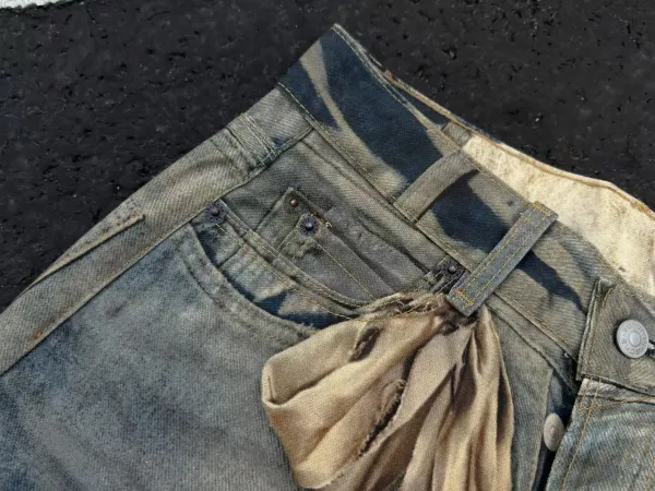Acne Studios Teddy Bear Print Distressed Wide-Leg Jeans - 16