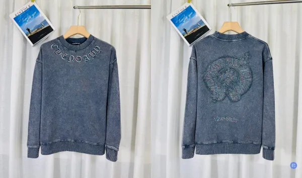 Chrome Hearts Denim Washed Sweatshirt Blue Hoodie - 1