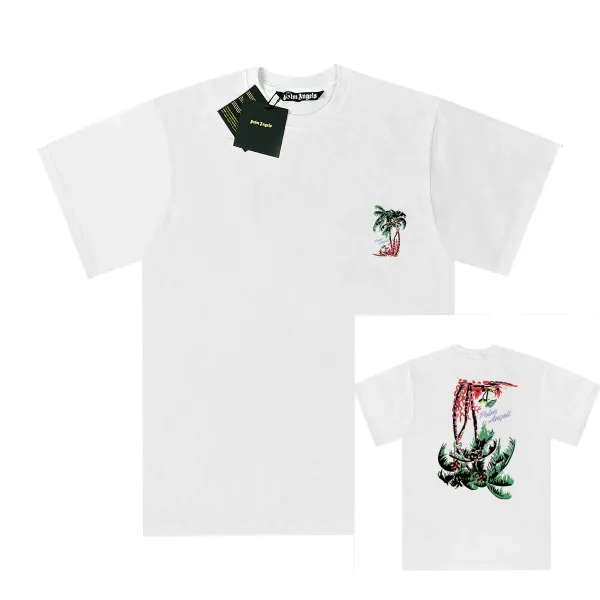 Palm Angels Palm Tree Print White T-Shirt - 1