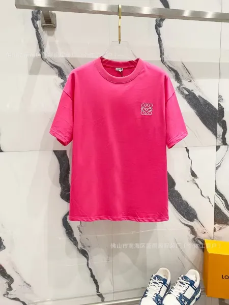 Loewe Anagram Logo Pink Cotton T-Shirt - 1