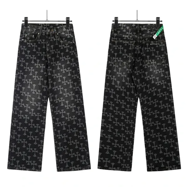 Chrome Hearts x Denim Cross Motif Wide-Leg Jeans Black - 1