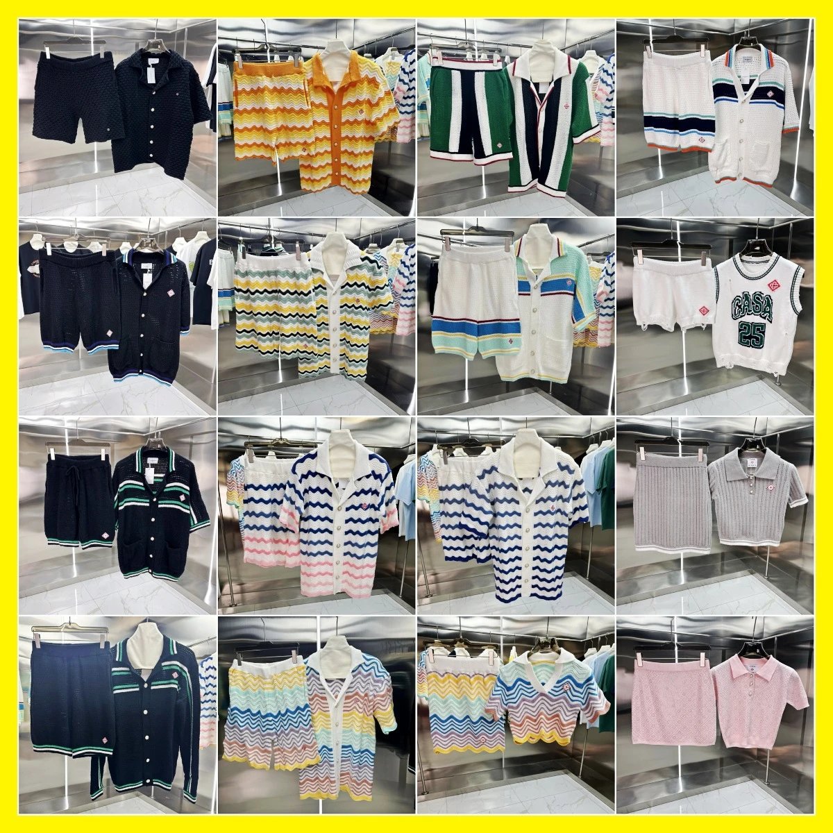 SHN1-casa Knitted Short Sleeve Jacquard Cardigan and Couple Shorts Set - WhatsApp +86 185 6795 5052