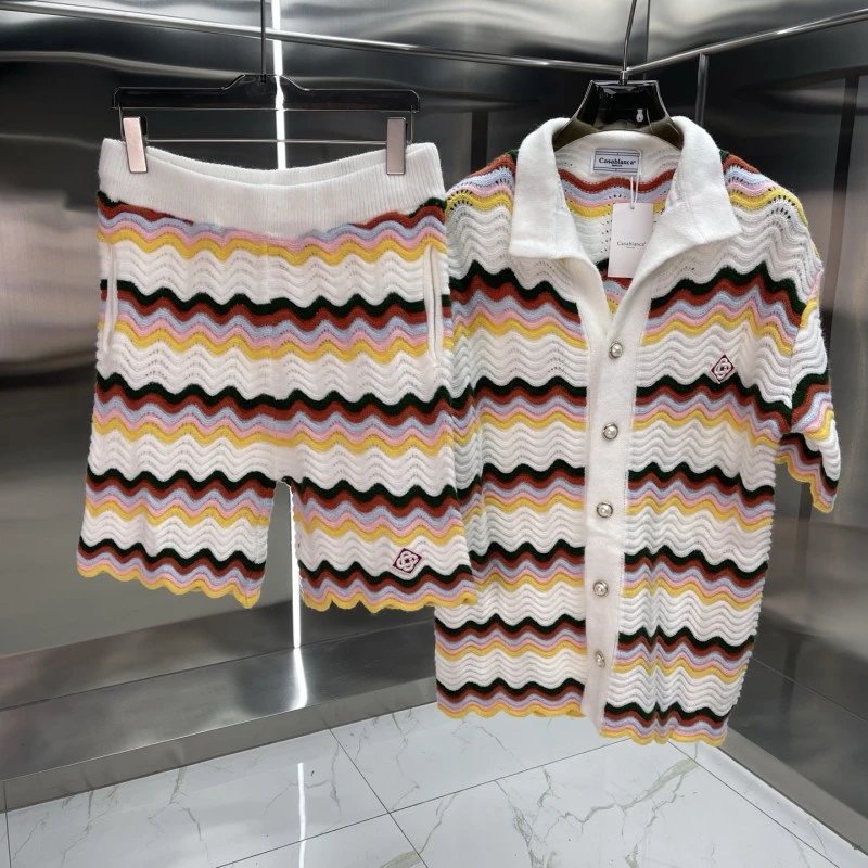 Casa Knit Polo and Skirt Set Pink Diamond Pattern Set - 12