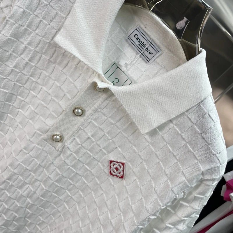 Casa Knit Polo and Skirt Set Pink Diamond Pattern Set - 19