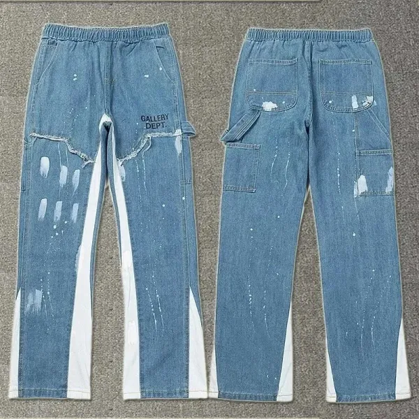 Gallery Dept. Paint-Splatter Patchwork Denim Jeans - 1