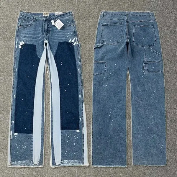 Gallery Dept. Patchwork Splatter-Dye Wide-Leg Jeans - 1