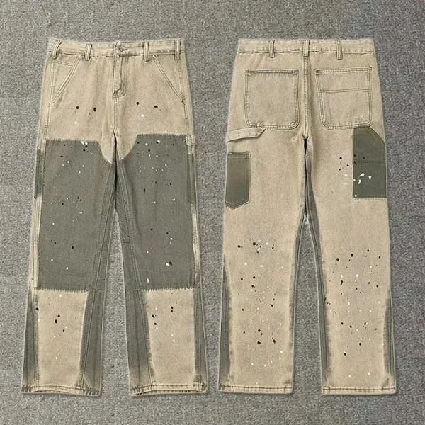 Off-White Distressed Patchwork Paint-Splatter Jeans - 1