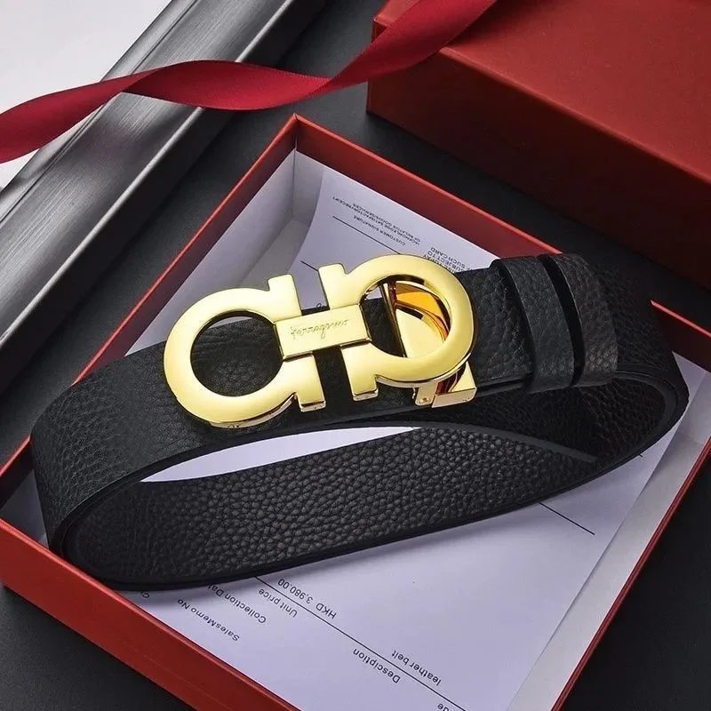 High quality flat lychee patterned gold buckle [gift box set - can be shortened]