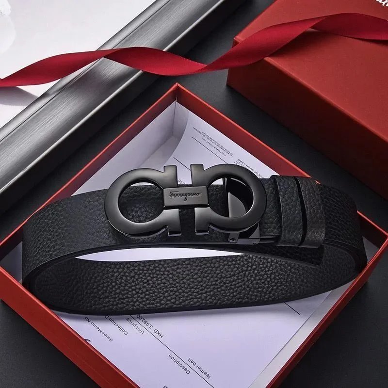 High quality flat lychee patterned black buckle [gift box set - can be shortened]