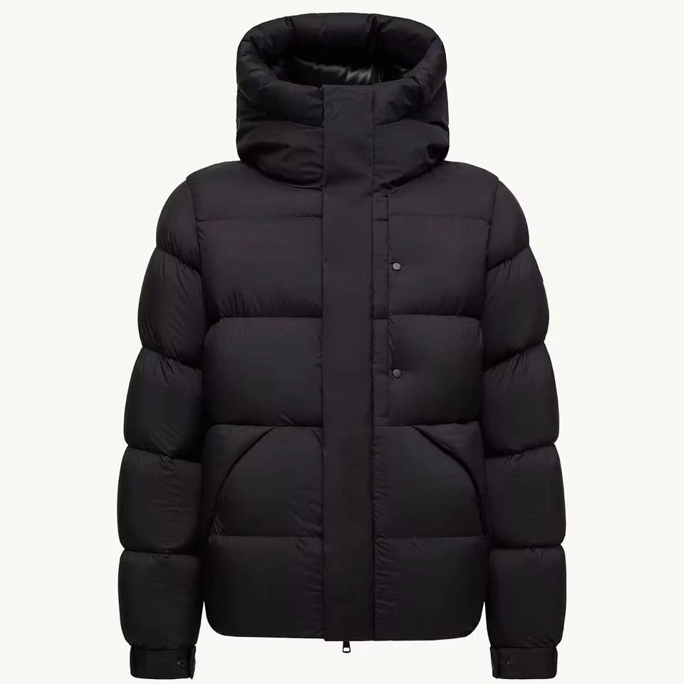 M Winter Hooded Classic Down Jacket Black Warrior Unisex Embossed Letter White Goose Down Hoodie Solid Color Breadman