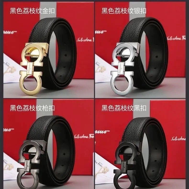 Salvatore Ferragamo Gancini Black Leather Classic Belt