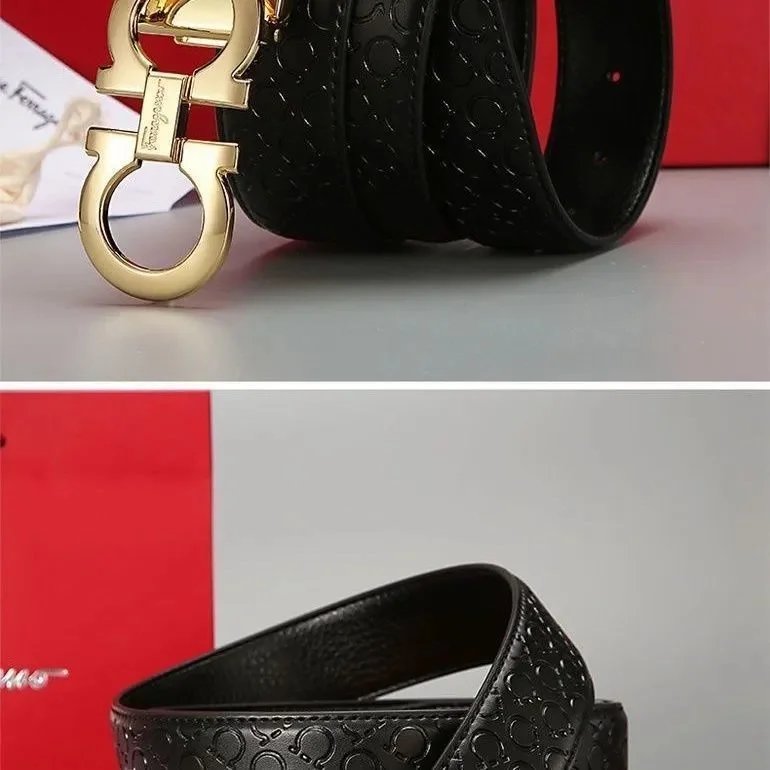 Salvatore Ferragamo Gancini Black Leather Classic Belt