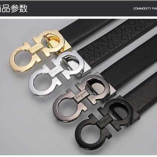 Salvatore Ferragamo Gancini Black Leather Classic Belt