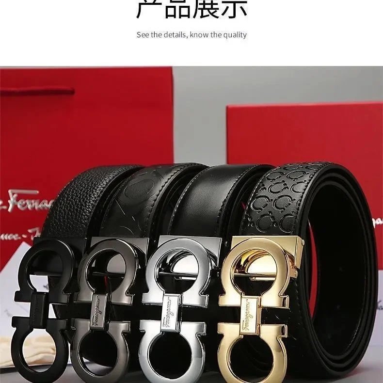 Salvatore Ferragamo Gancini Black Leather Classic Belt