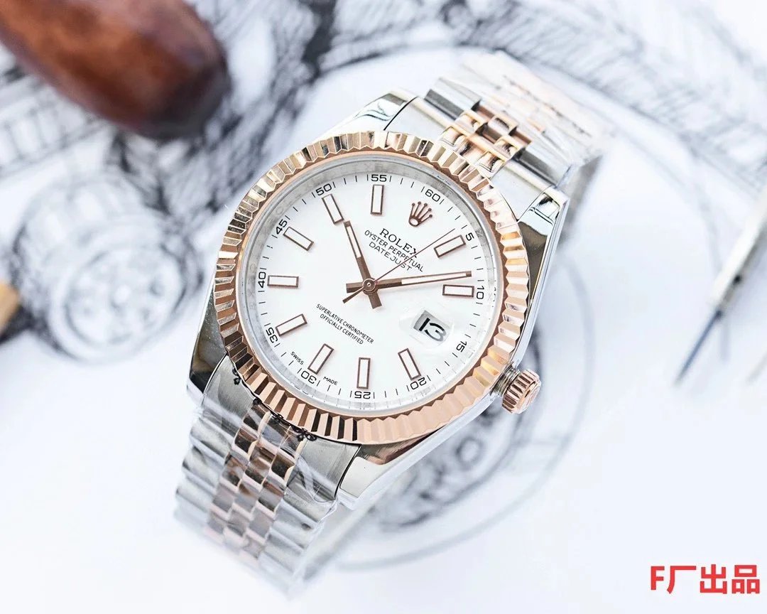 Rose Gold White Plate · Five Bead Steel Belt