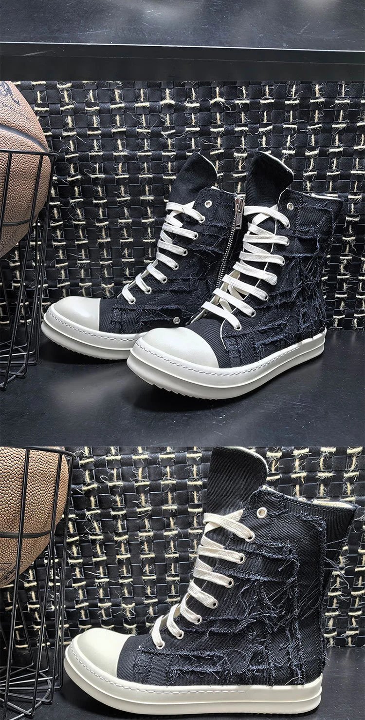 Rick Owens DRKSHDW Deconstructed Canvas Boots Beige - 9