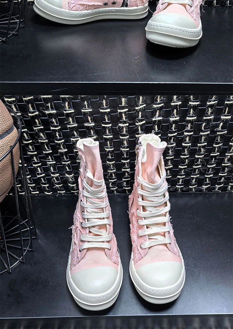Rick Owens DRKSHDW Deconstructed Canvas Boots Beige - 15