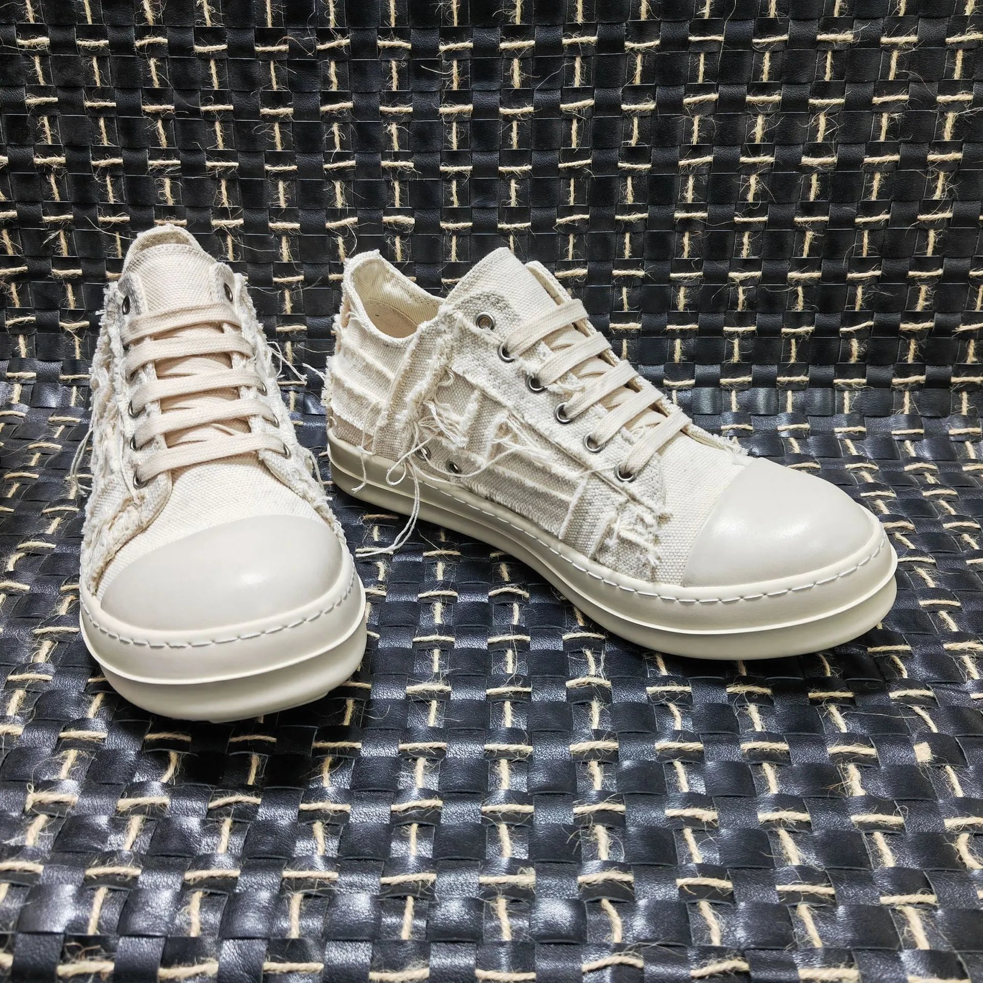 Rick Owens DRKSHDW Deconstructed Canvas Boots Beige - 30