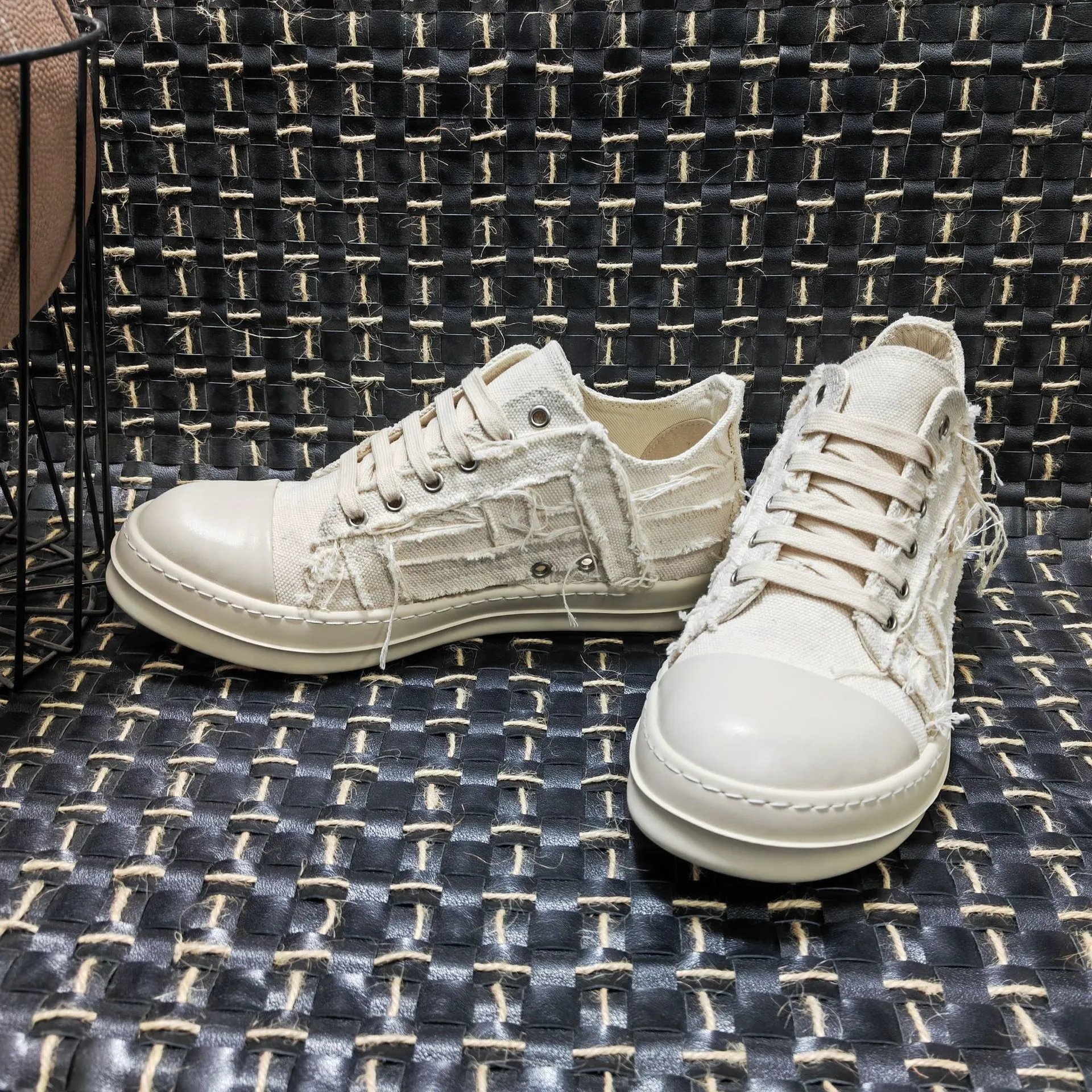 Rick Owens DRKSHDW Deconstructed Canvas Boots Beige - 29