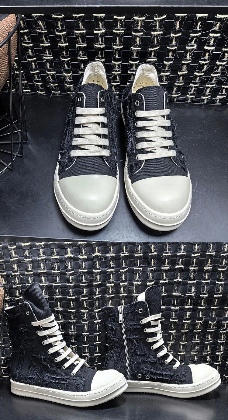 Rick Owens DRKSHDW Deconstructed Canvas Boots Beige - 8