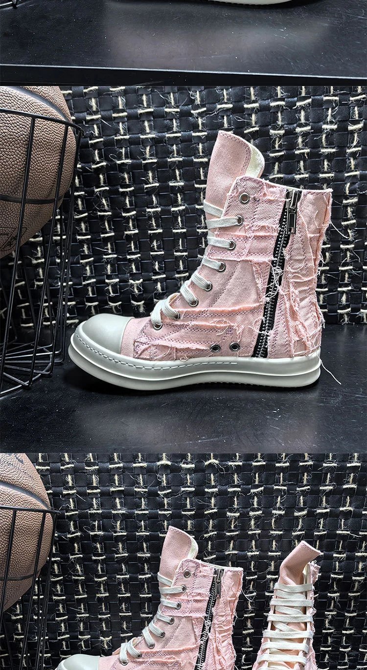 Rick Owens DRKSHDW Deconstructed Canvas Boots Beige - 14