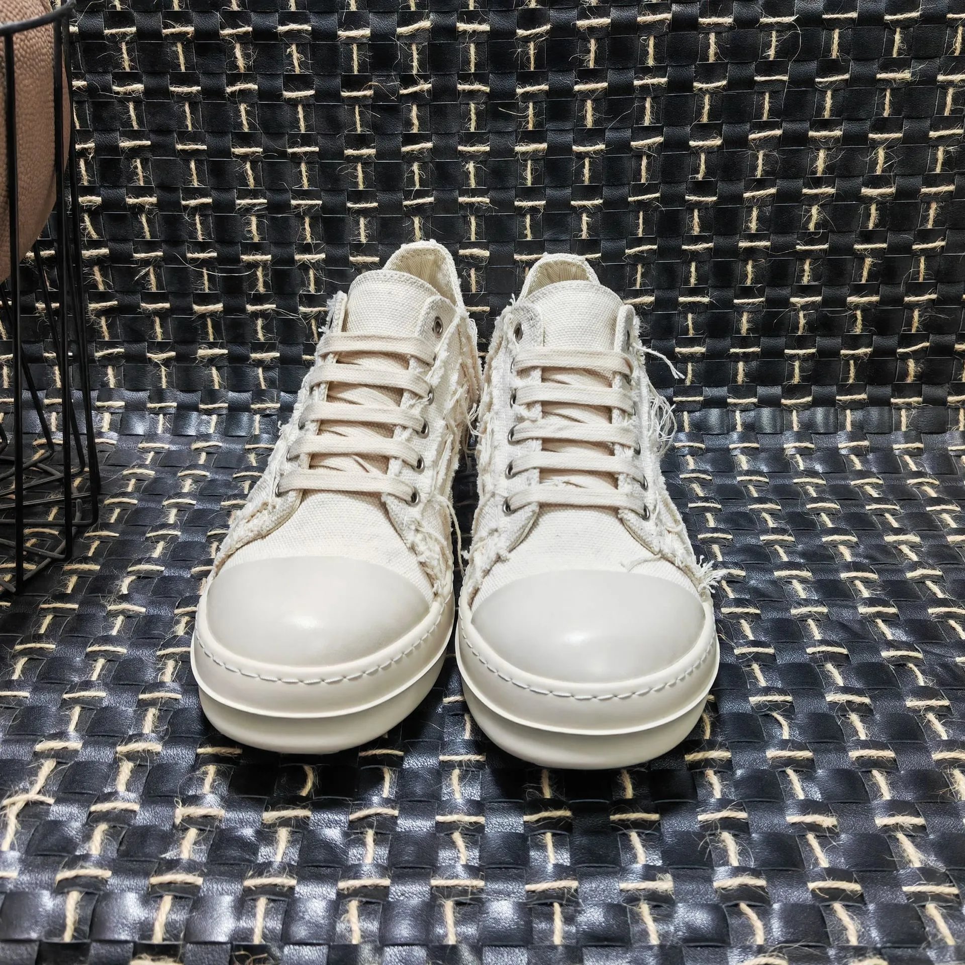 Rick Owens DRKSHDW Deconstructed Canvas Boots Beige - 24