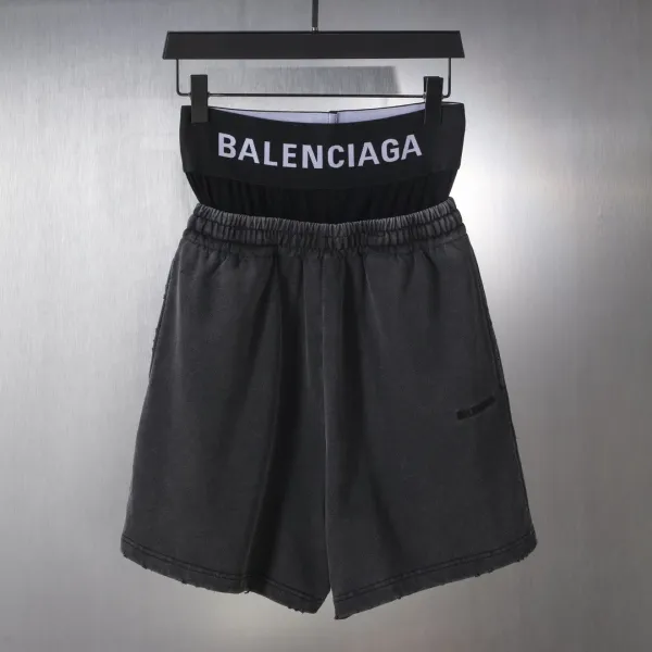 Balenciaga Logo Waistband Shorts Gray - 4