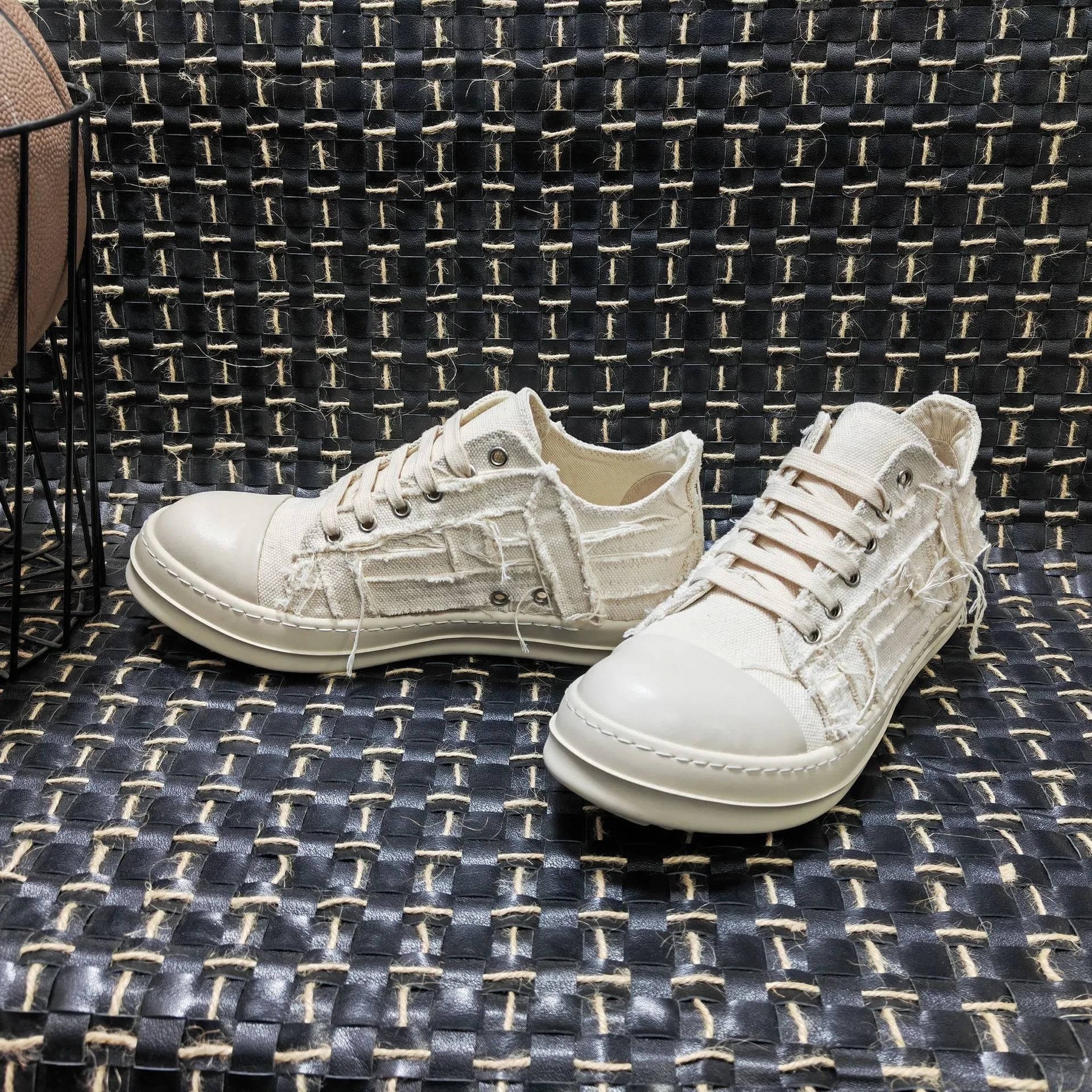 Rick Owens DRKSHDW Deconstructed Canvas Boots Beige - 27