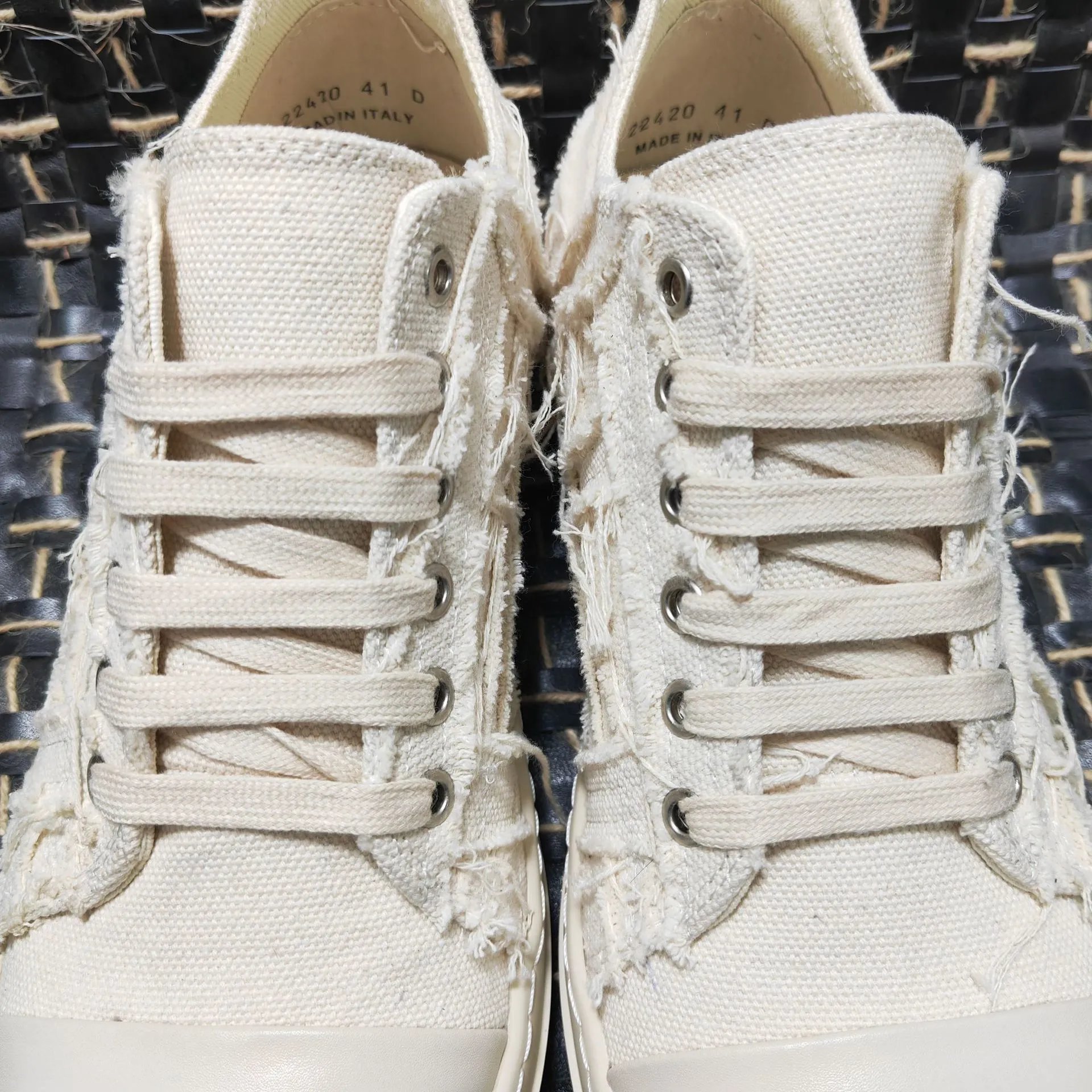 Rick Owens DRKSHDW Deconstructed Canvas Boots Beige - 37