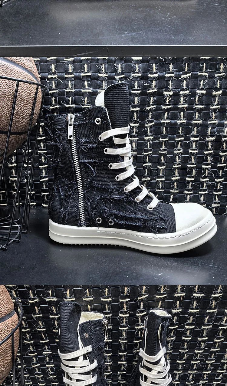 Rick Owens DRKSHDW Deconstructed Canvas Boots Beige - 10