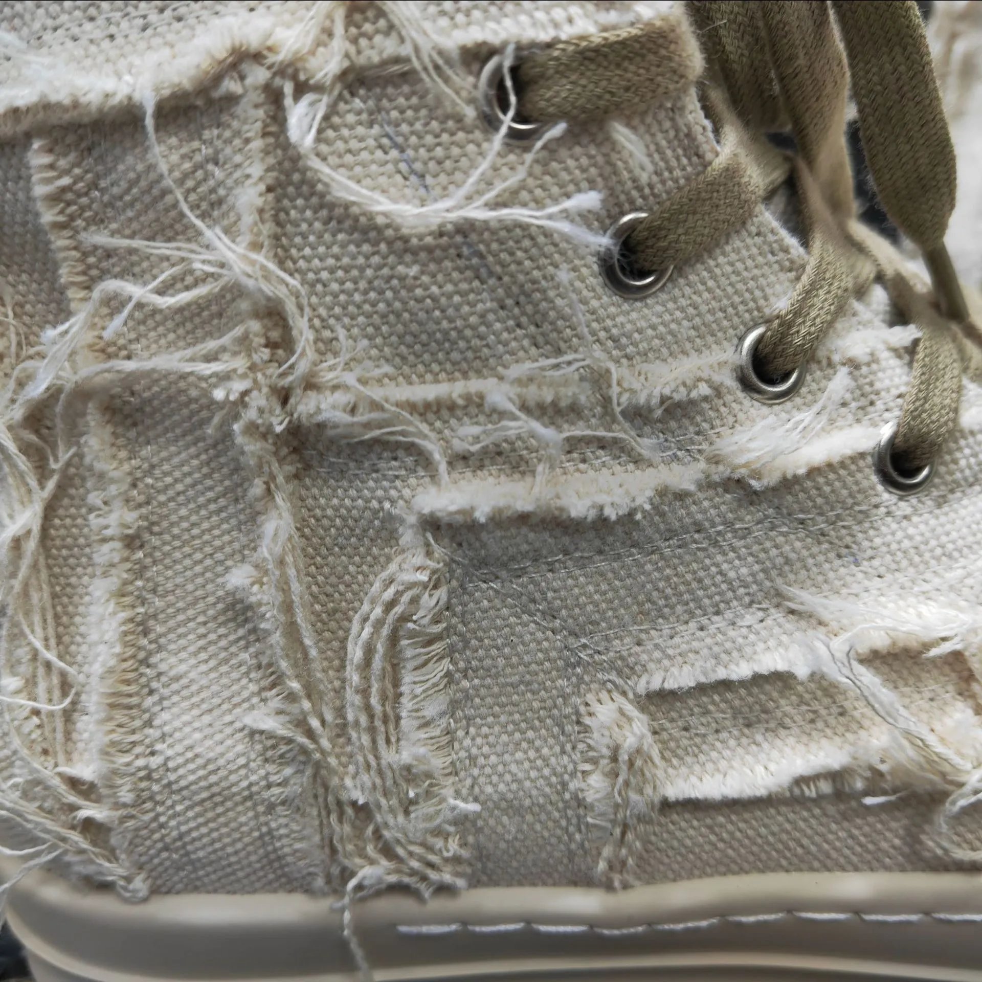 Rick Owens DRKSHDW Deconstructed Canvas Boots Beige - 23