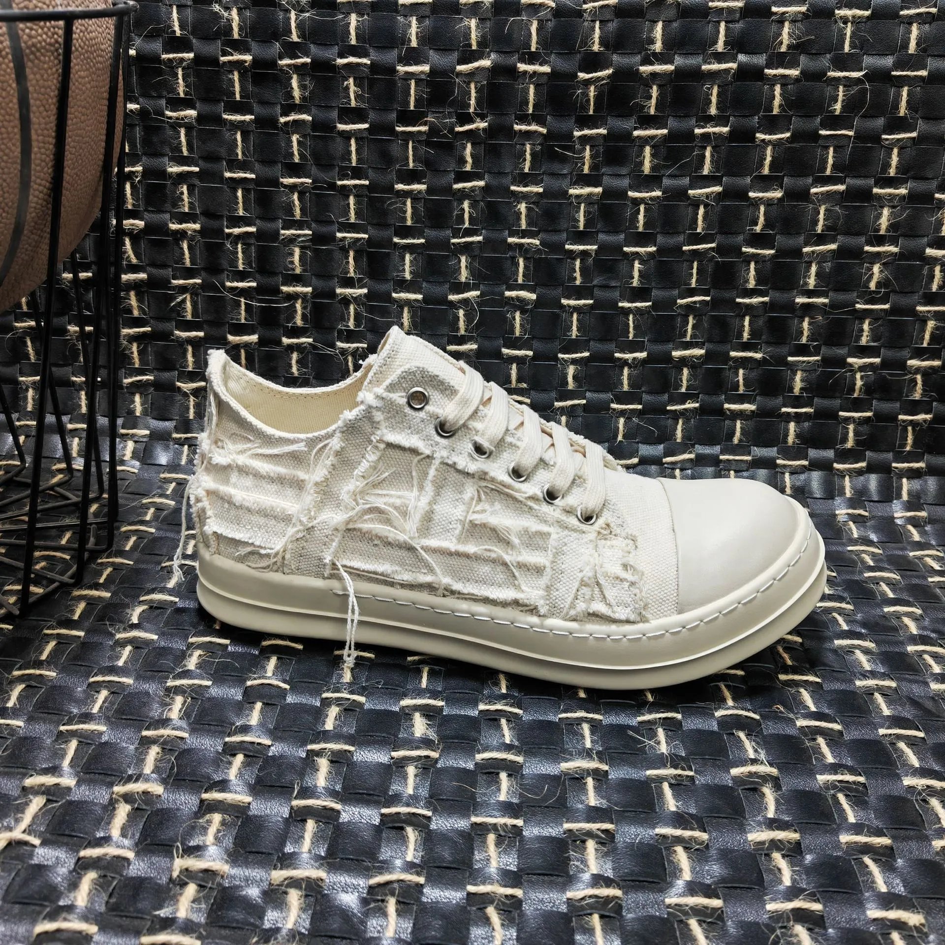 Rick Owens DRKSHDW Deconstructed Canvas Boots Beige - 25