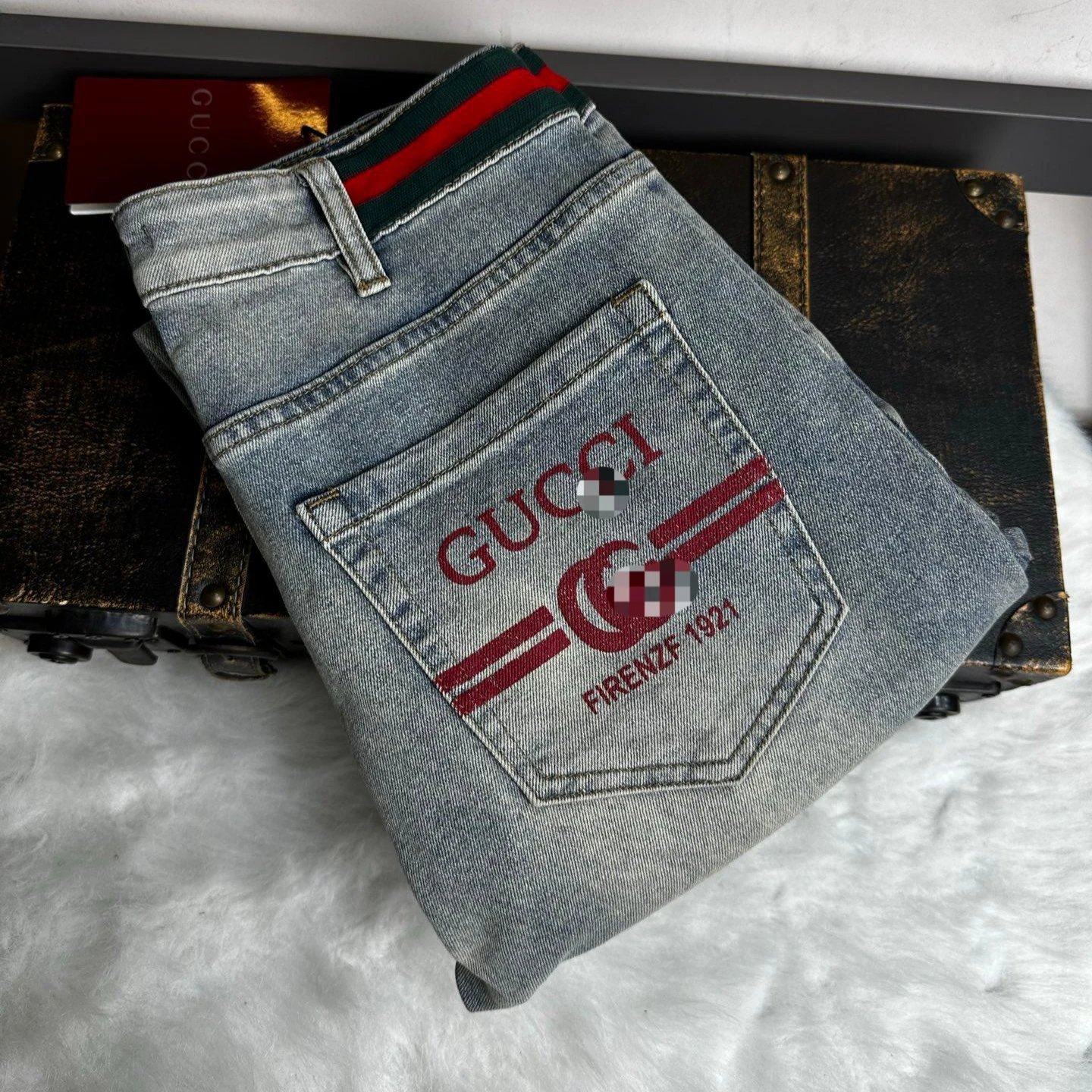 Gucci Firenze 1921 Embroidered Denim Jeans