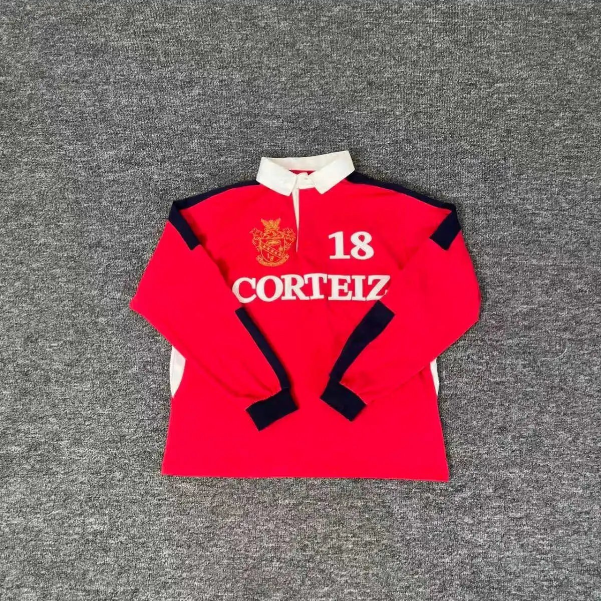 美式街头CORTEIZ恶魔岛字母刺绣徽标POLO球衣长袖潮牌T恤嘻哈上衣 - 139609